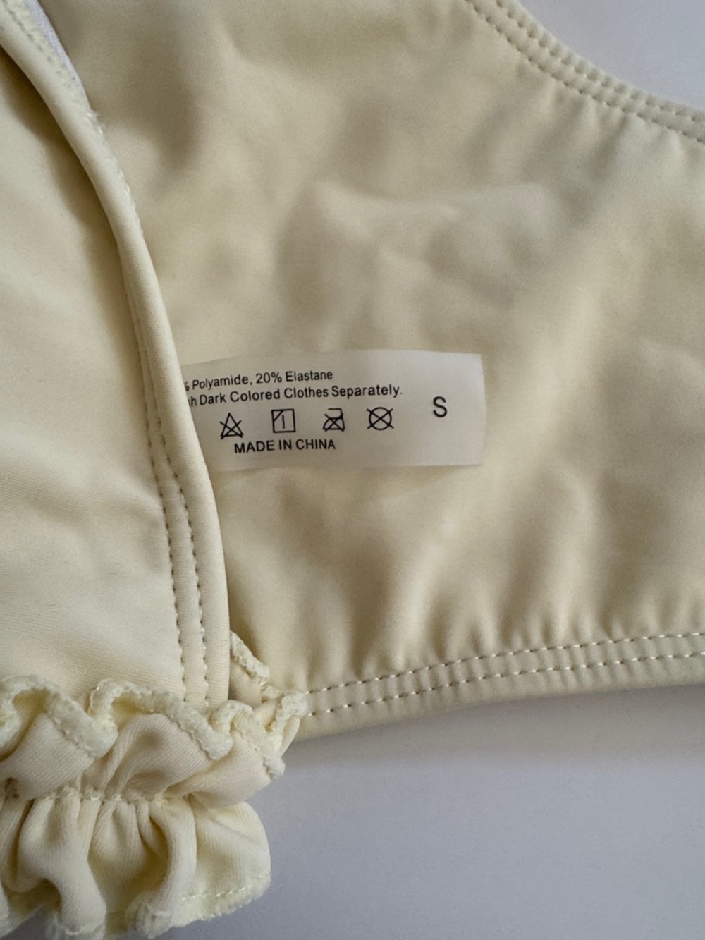 SHEIN Pale Yellow Ruffle Triangle Bikini - Picture 3 of 3